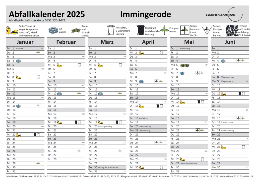 Abfallkalender Immingerode 2025